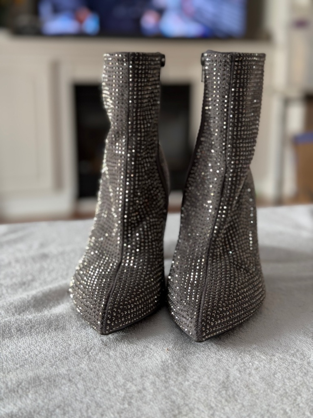 Grey Crystal-Embellished Boots - Picture 3 of 11
